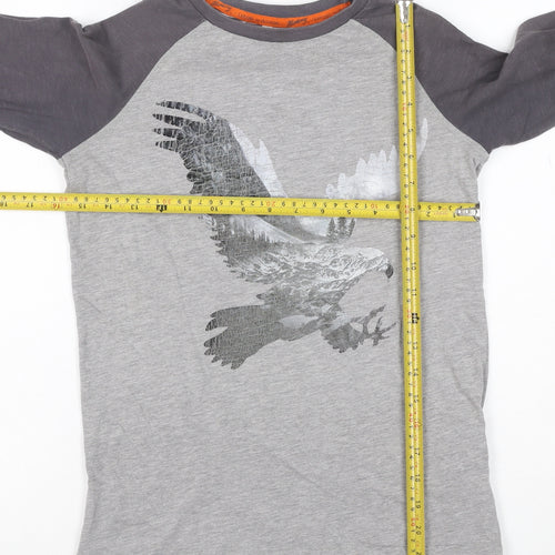 Blue Harbour Boys Grey Long Sleeve Eagle Graphic T-Shirt Age 11-12