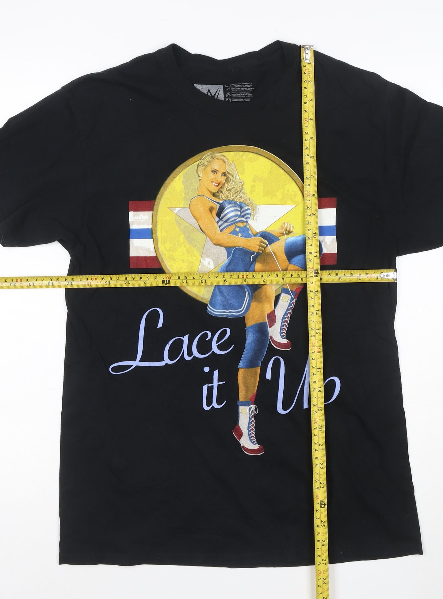 WWE Authentic Men's Black Lace It Up Graphic T-Shirt Size M