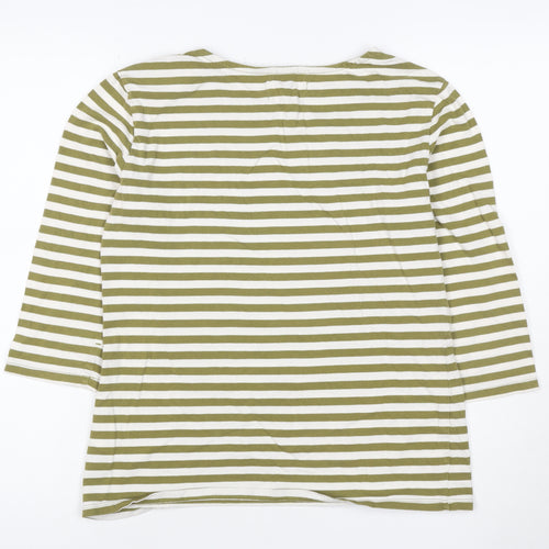 Seasalt Women’s Green Striped Organic Cotton 3/4 Sleeve Sailor Top Size 12