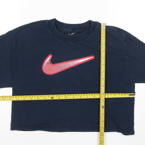 Nike Womens Blue Cropped T-Shirt L Short Sleeve Sports Tee