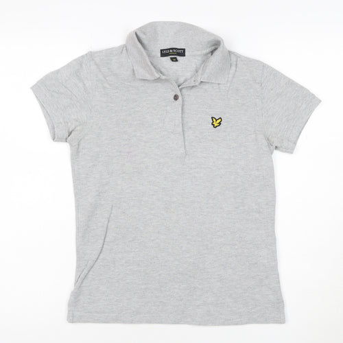 Lyle & Scott Womens Grey Polo Shirt Size M Cotton Short Sleeve