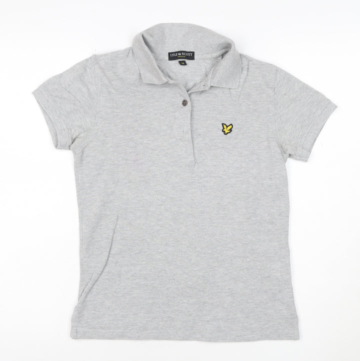 Lyle & Scott Womens Grey Polo Shirt Size M Cotton Short Sleeve