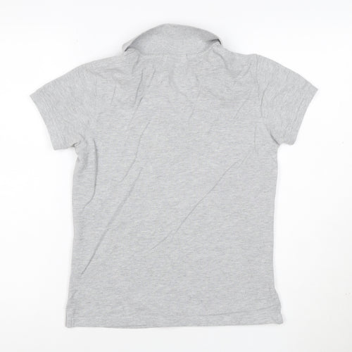 Lyle & Scott Womens Grey Polo Shirt Size M Cotton Short Sleeve