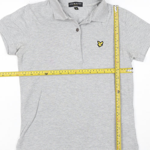 Lyle & Scott Womens Grey Polo Shirt Size M Cotton Short Sleeve