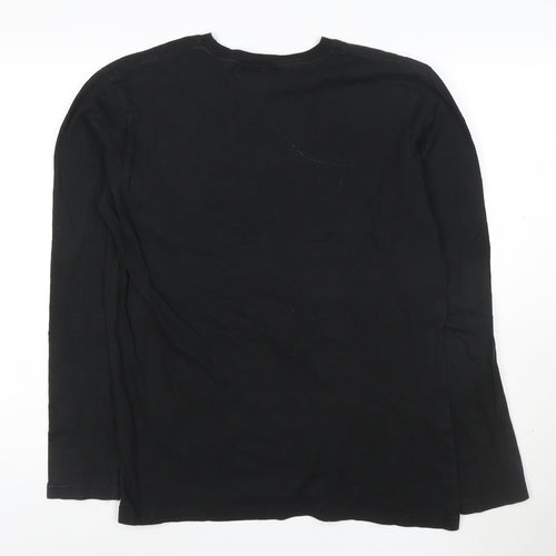 Nicce London Men's Black Long Sleeve Cotton Crew Neck T-Shirt Size M