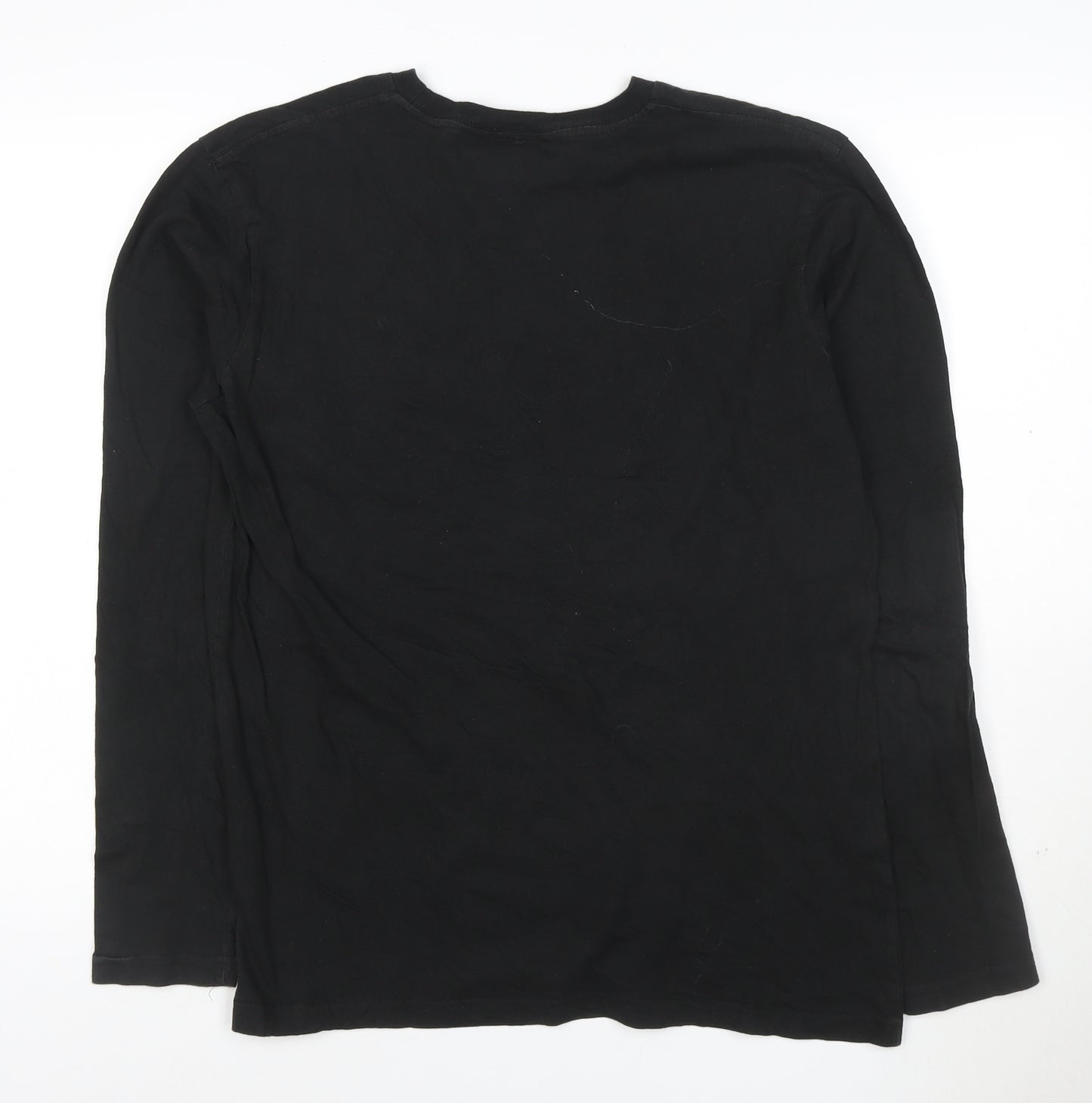 Nicce London Men's Black Long Sleeve Cotton Crew Neck T-Shirt Size M