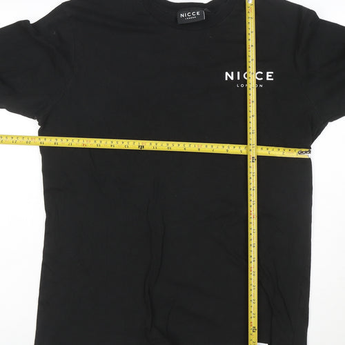 Nicce London Men's Black Long Sleeve Cotton Crew Neck T-Shirt Size M