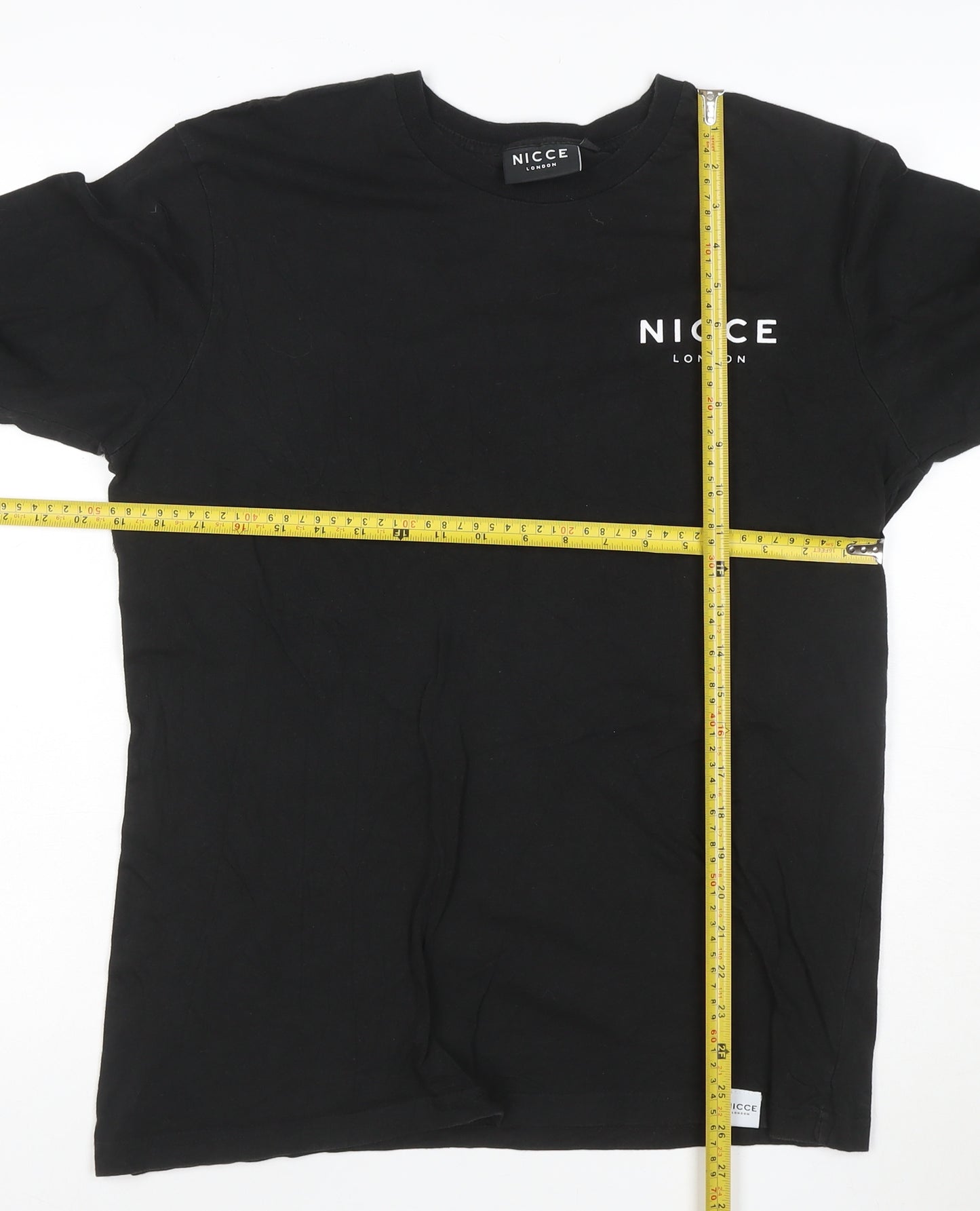 Nicce London Men's Black Long Sleeve Cotton Crew Neck T-Shirt Size M