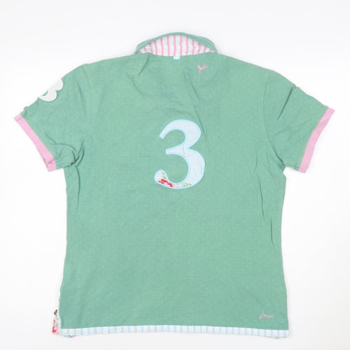 Joules Women's Green Polo Shirt Size 16 Classic Fit Cotton