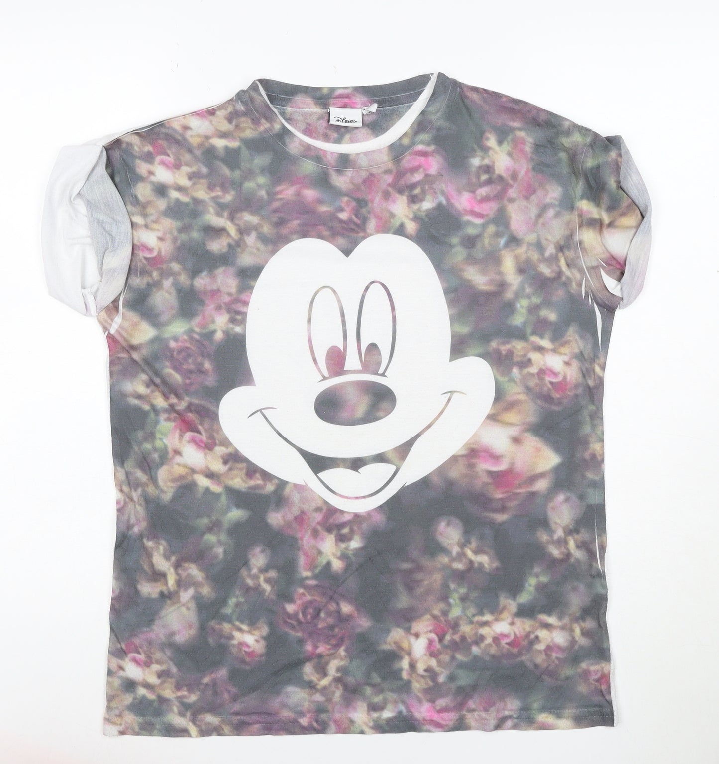 Disney Women's Multicoloured Floral Mickey Mouse T-Shirt Size 10