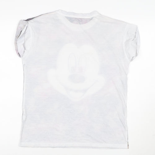 Disney Women's Multicoloured Floral Mickey Mouse T-Shirt Size 10