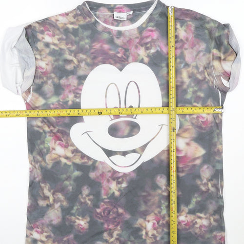 Disney Women's Multicoloured Floral Mickey Mouse T-Shirt Size 10