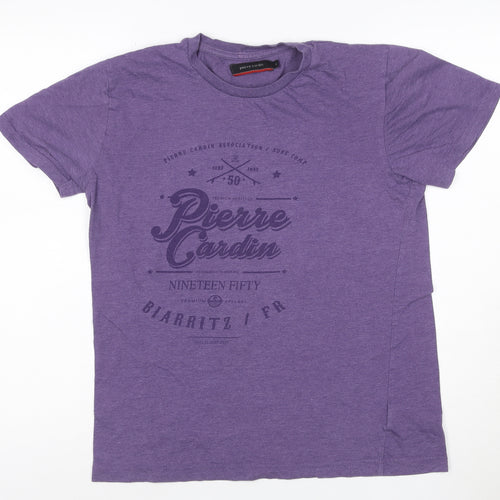 Pierre Cardin Men's Purple Crew Neck Graphic T-Shirt Size S