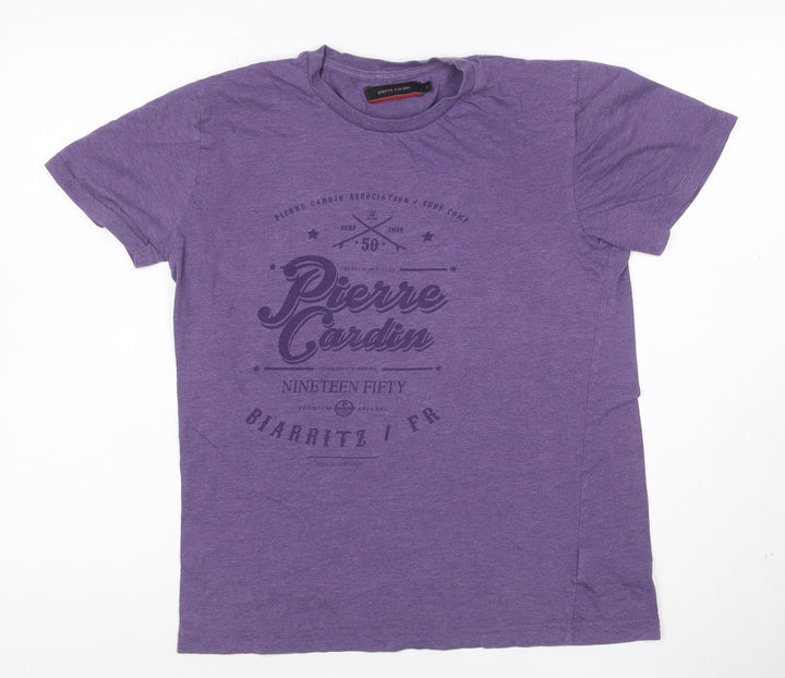 Pierre Cardin Men's Purple Crew Neck Graphic T-Shirt Size S