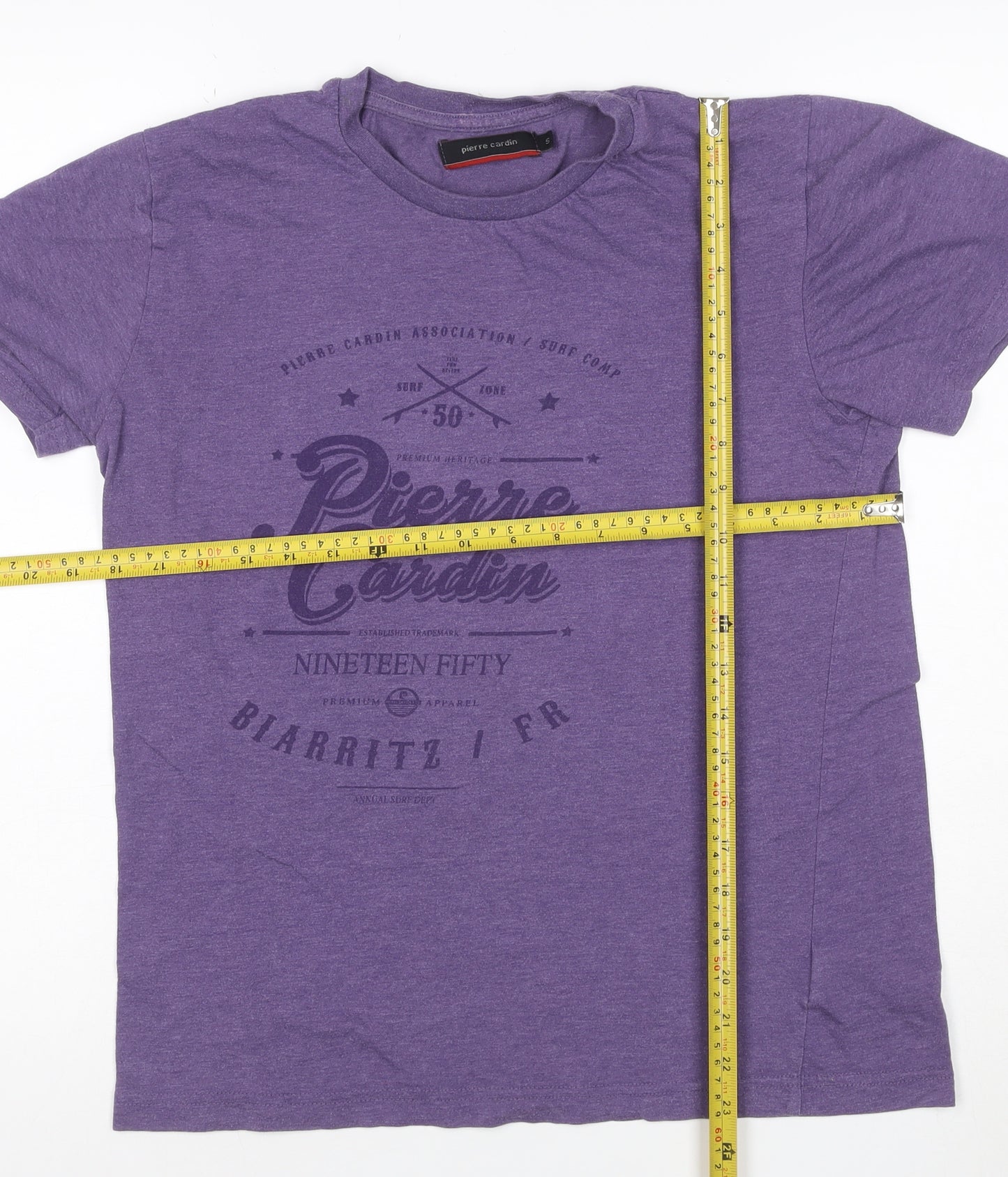 Pierre Cardin Men's Purple Crew Neck Graphic T-Shirt Size S