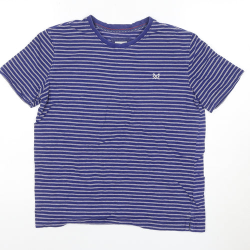 Crew Clothing Co. Men’s Blue Striped Cotton T-Shirt XS Regular Fit
