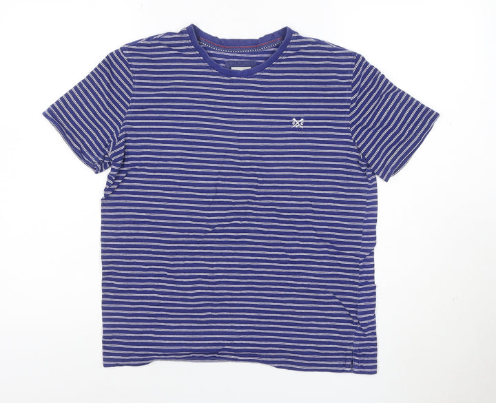 Crew Clothing Co. Men’s Blue Striped Cotton T-Shirt XS Regular Fit