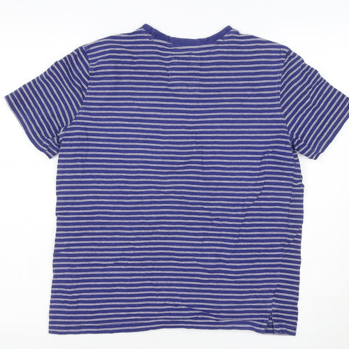 Crew Clothing Co. Men’s Blue Striped Cotton T-Shirt XS Regular Fit