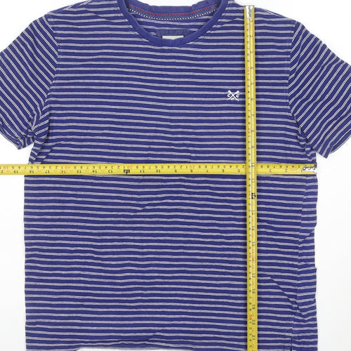 Crew Clothing Co. Men’s Blue Striped Cotton T-Shirt XS Regular Fit