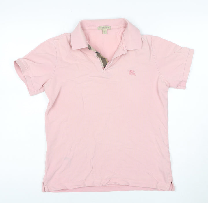 Burberry Men's Pink Slim Fit Cotton Polo Shirt Size S