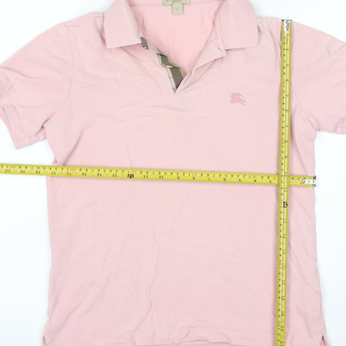 Burberry Men's Pink Slim Fit Cotton Polo Shirt Size S