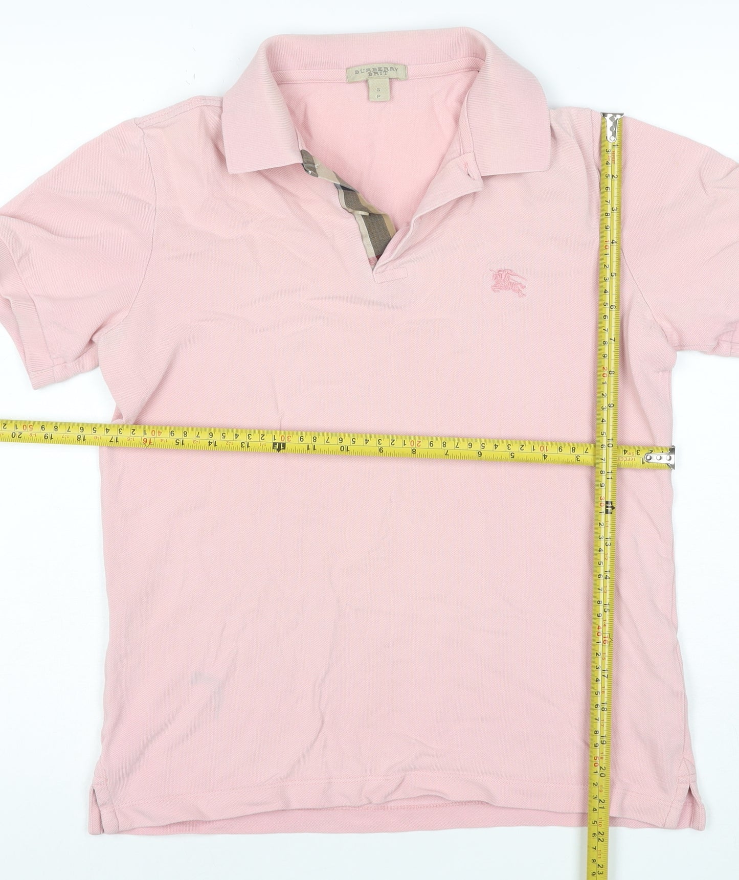 Burberry Men's Pink Slim Fit Cotton Polo Shirt Size S
