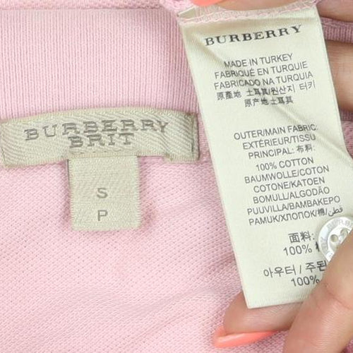 Burberry Men's Pink Slim Fit Cotton Polo Shirt Size S