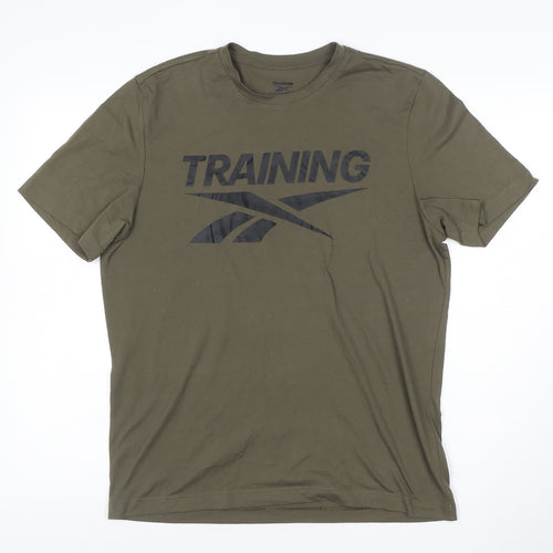 Reebok Men's Green Training Graphic T-Shirt M Regular Fit