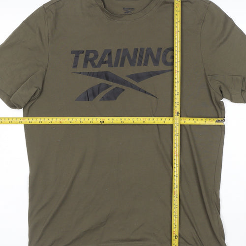 Reebok Men's Green Training Graphic T-Shirt M Regular Fit