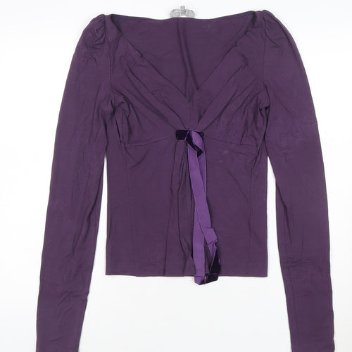 MaxMara Women’s Purple Wrap Long Sleeve Jersey Blouse Size L