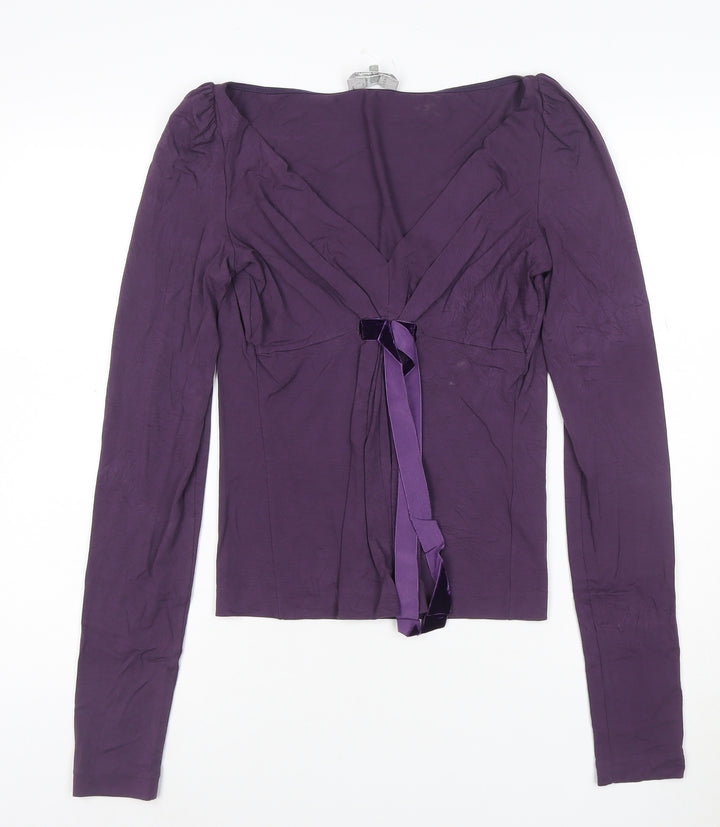MaxMara Women’s Purple Wrap Long Sleeve Jersey Blouse Size L