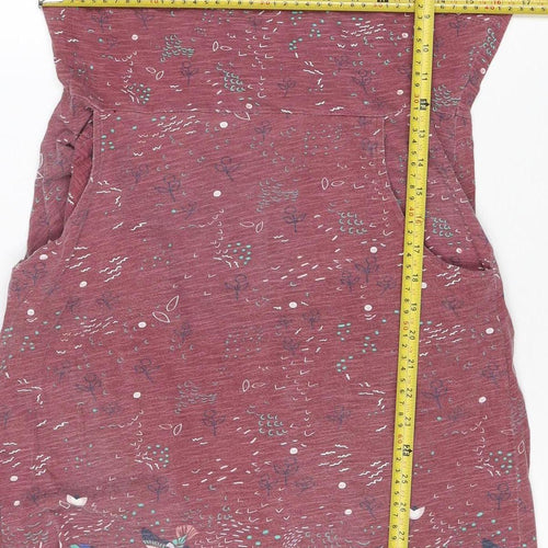 Mantaray Women Red Bird Print Cotton Shift Dress Size 8