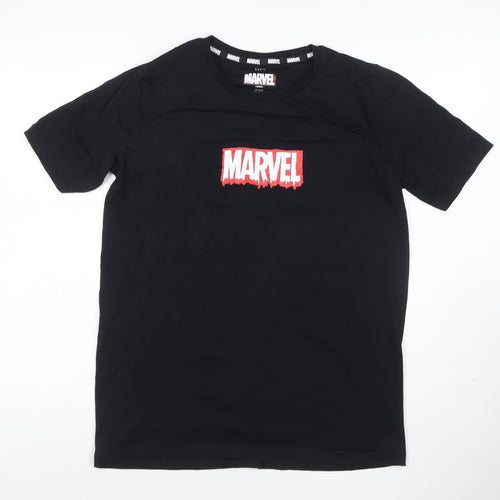 Marks and Spencer Marvel Black Teen Boys Logo T-Shirt L Short Sleeve