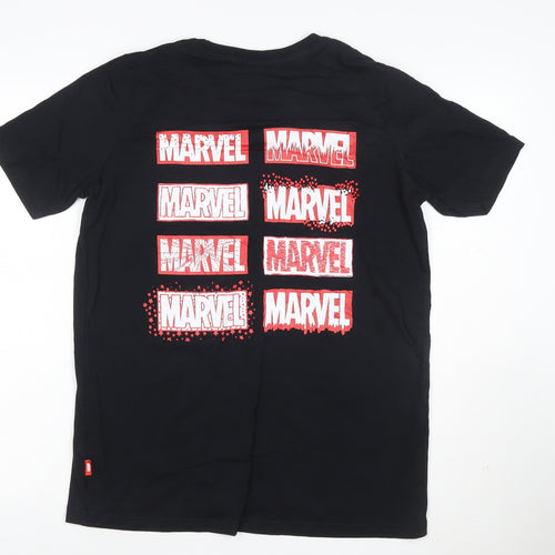 Marks and Spencer Marvel Black Teen Boys Logo T-Shirt L Short Sleeve