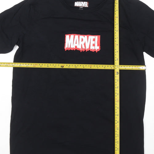 Marks and Spencer Marvel Black Teen Boys Logo T-Shirt L Short Sleeve