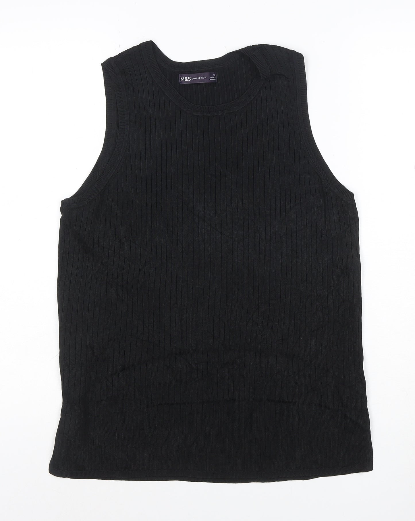Marks and Spencer Women's Black Sleeveless Knit Tank Top Size 16