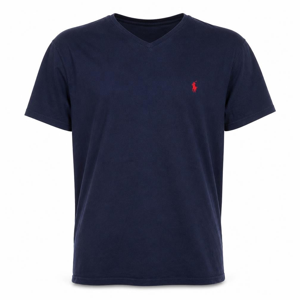 Polo Ralph Lauren Men's Navy Blue Cotton V-Neck T-Shirt L
