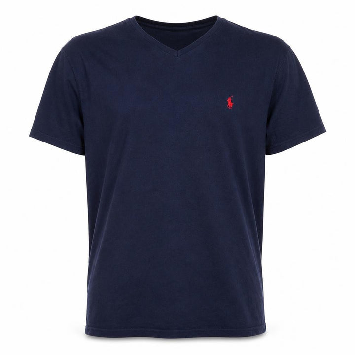 Polo Ralph Lauren Men's Navy Blue Cotton V-Neck T-Shirt L