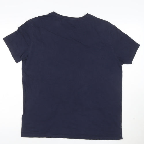 Polo Ralph Lauren Men's Navy Blue Cotton V-Neck T-Shirt L