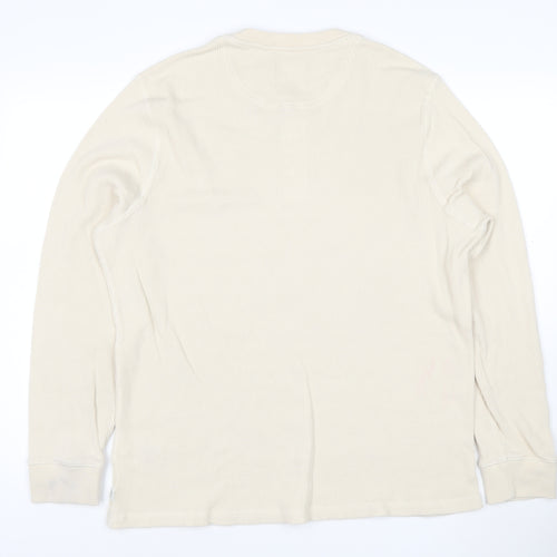 Marks and Spencer Women Beige XL Henley Waffle Knit Cotton Jumper