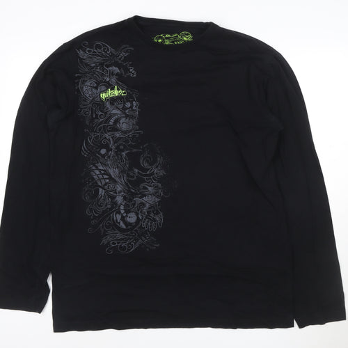 Quiksilver Men's Black XXL Long Sleeve Graphic Cotton T-Shirt