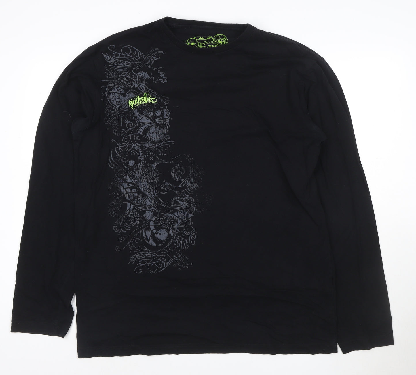 Quiksilver Men's Black XXL Long Sleeve Graphic Cotton T-Shirt