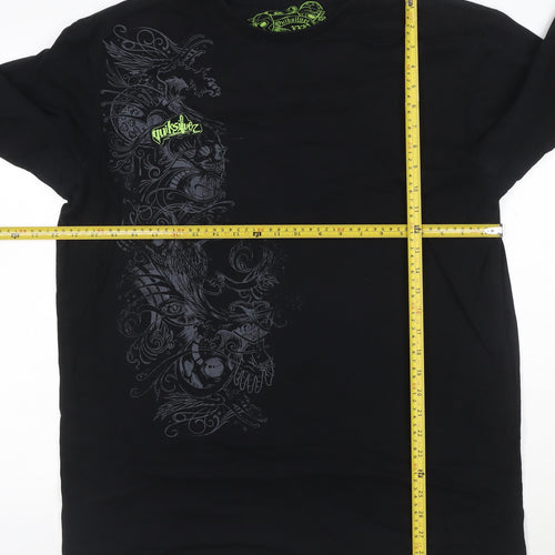 Quiksilver Men's Black XXL Long Sleeve Graphic Cotton T-Shirt