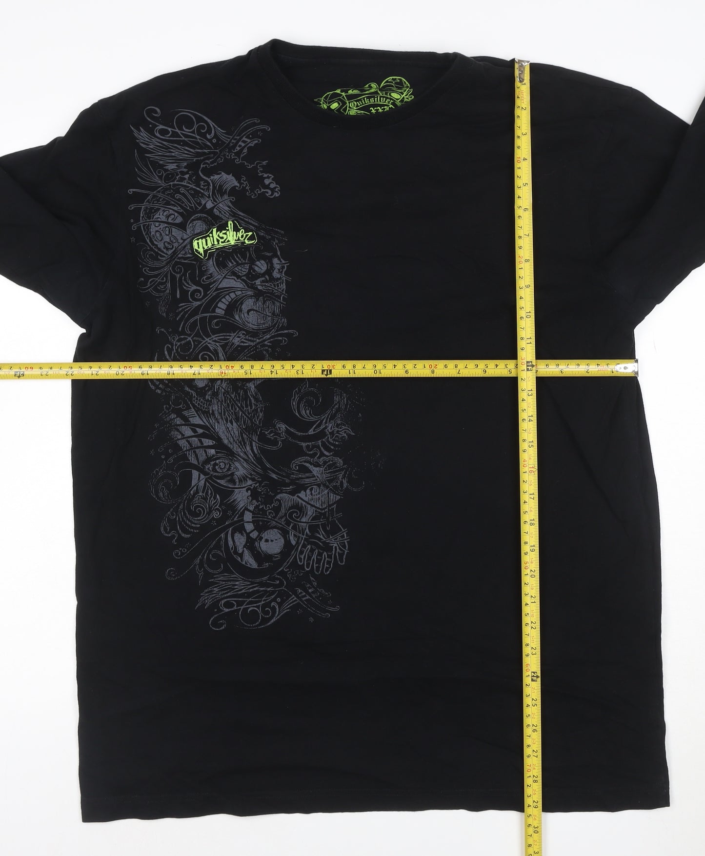 Quiksilver Men's Black XXL Long Sleeve Graphic Cotton T-Shirt
