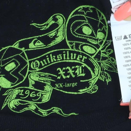Quiksilver Men's Black XXL Long Sleeve Graphic Cotton T-Shirt