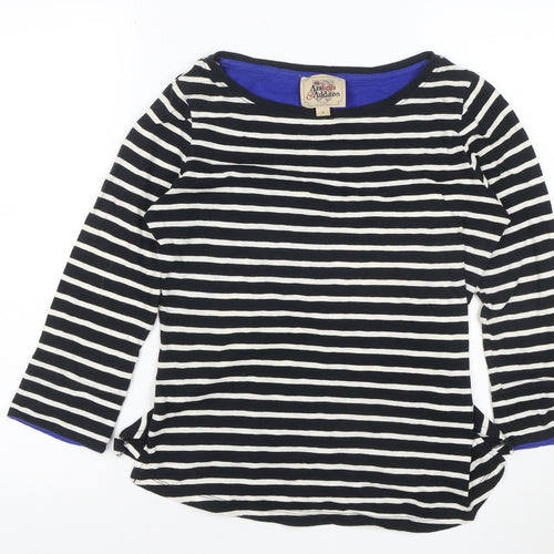 Arabella & Addison Women’s Black Stripe Cotton Boat Neck Top S