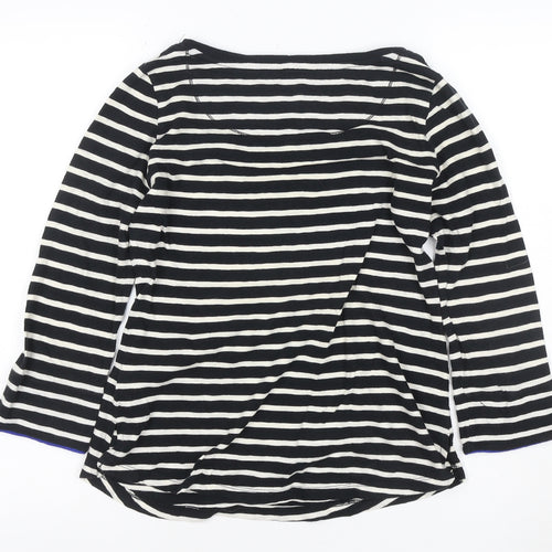 Arabella & Addison Women’s Black Stripe Cotton Boat Neck Top S