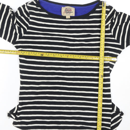 Arabella & Addison Women’s Black Stripe Cotton Boat Neck Top S