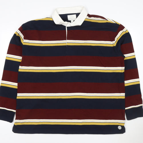 Marks and Spencer Men’s Multicoloured 2XL Striped Long Sleeve Polo