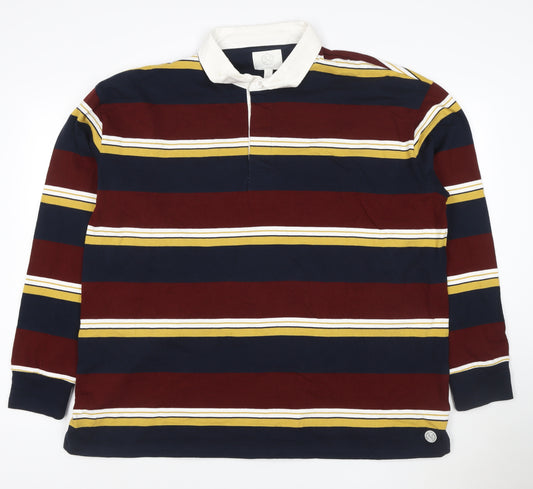 Marks and Spencer Men’s Multicoloured 2XL Striped Long Sleeve Polo
